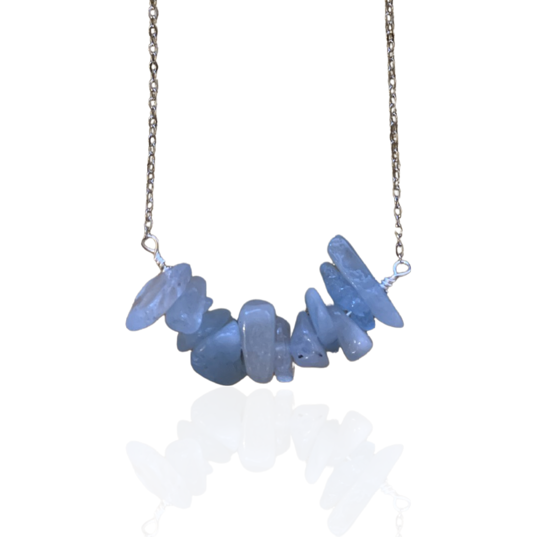 Precious Blue Lace Agate Gem Stone Necklace(.925 Sterling Silver/Blue –  Kirks Folly